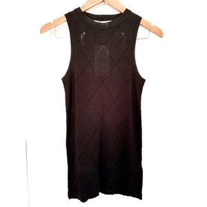 Black Knit Pattern Luxe Tank Top